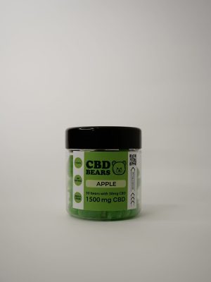 Желейні КБД ведмедики 50шт зі смаком яблука Банка 50 шт 80g 1500mg CBD Vegan