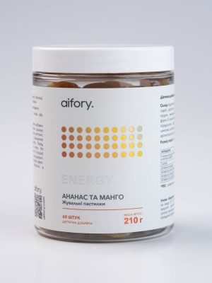 Жувальні пастилки Енерджі Ананас Манго, aifory, 60 шт