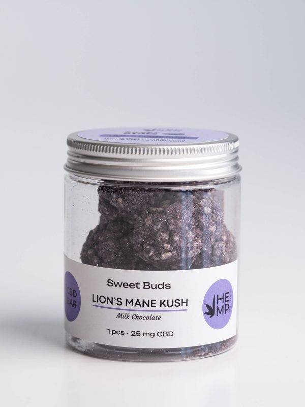 Sweet Buds Lion's Mane Kush 100g 25 mg CBD та 0,5гр Їжовик з молочного шоколаду