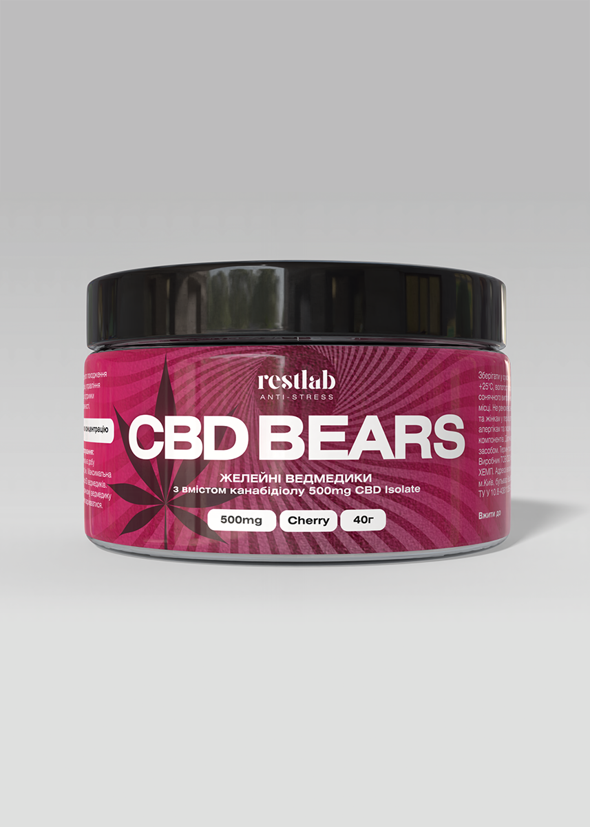 Желейні ведмедики CBD Bears в банці зі смаком вишні (40 г)