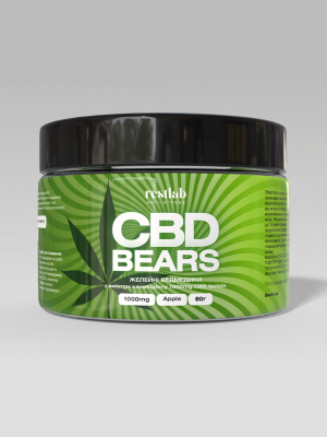 Желейні ведмедики CBD Bears в банці зі смаком яблука (80 г)