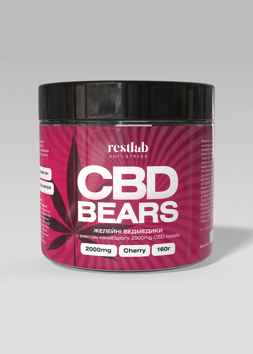 Желейні ведмедики CBD Bears в банці зі смаком вишні (160 г)