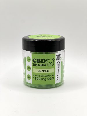 Желейні КБД ведмедики 50шт зі смаком яблука Банка 50 шт 80g 1500mg CBD Vegan