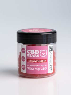 Желейні КБД ведмедики 50шт зі смаком полуниці Банка 80g 1000mg CBD Vegan